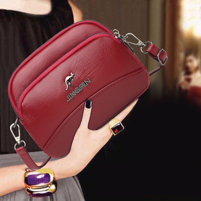 Women's Medium Pu Leather Solid Color Fashion Oval Zipper Crossbody Bag display picture 6