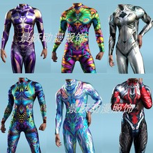 2023万圣节新品紧身衣3D数码印花成人cosplay连体扮演服装