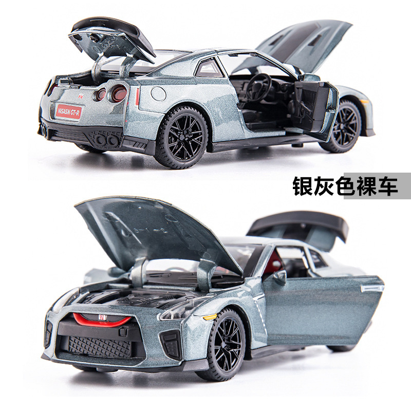 Weili aleación coche modelo Nissan Señor de la guerra GTR tire de la puerta trasera con sonido y luz juguete coche música modelo decoración colección