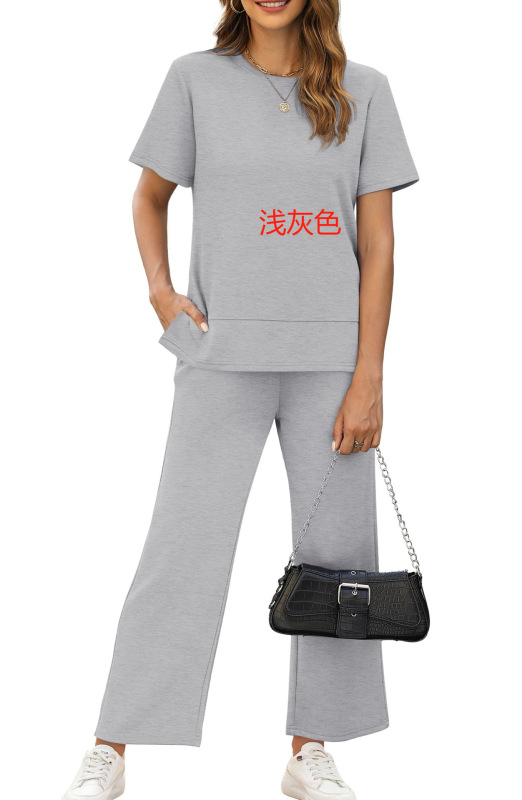 2025アマゾン独立駅越境爆品夏セクシー女性丸首tシャツゆるいプルオーバー半袖上着|undefined