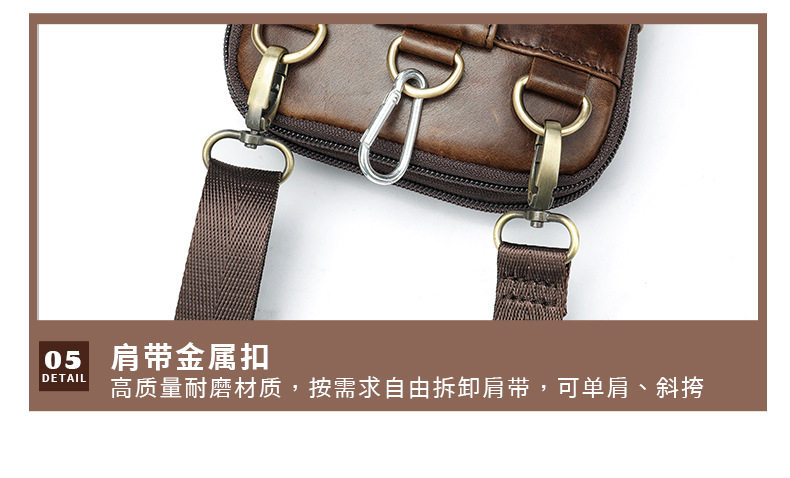 Túi đeo chéo nam da bò lớp đầu dạng nhỏ đựng điện thoại, đeo vai hoặc thắt lưng — 8326B nâu (nhỏ), Cà phê 8326F (nhỏ), Cà phê dầu 8326 chi tiết 35
