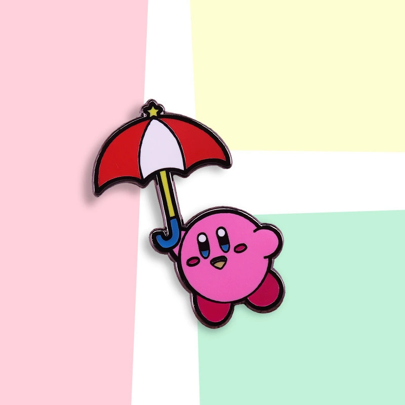 Umbrella, pink brooch, badge