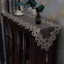 跨境亚马逊蕾丝桌旗布艺家用装饰防尘盖布轻奢电视柜三角长条桌布