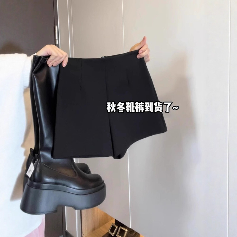 Black Shorts for Women, Spring and Summer, 26-Inch High-Waisted Tight-Fitting Suit-Style Hot Pants, Shorts for Outerwear That Make Legs Look Longer