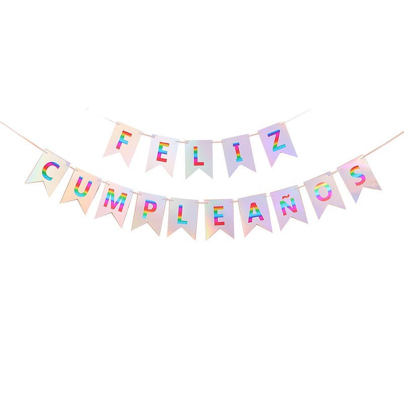 スペイン語誕生日デコレーション旗フィッシュテール誕生日旗カラーゴールド卒業シーズンデコレーション旗ツーピースカラーゴールドバナー|undefined