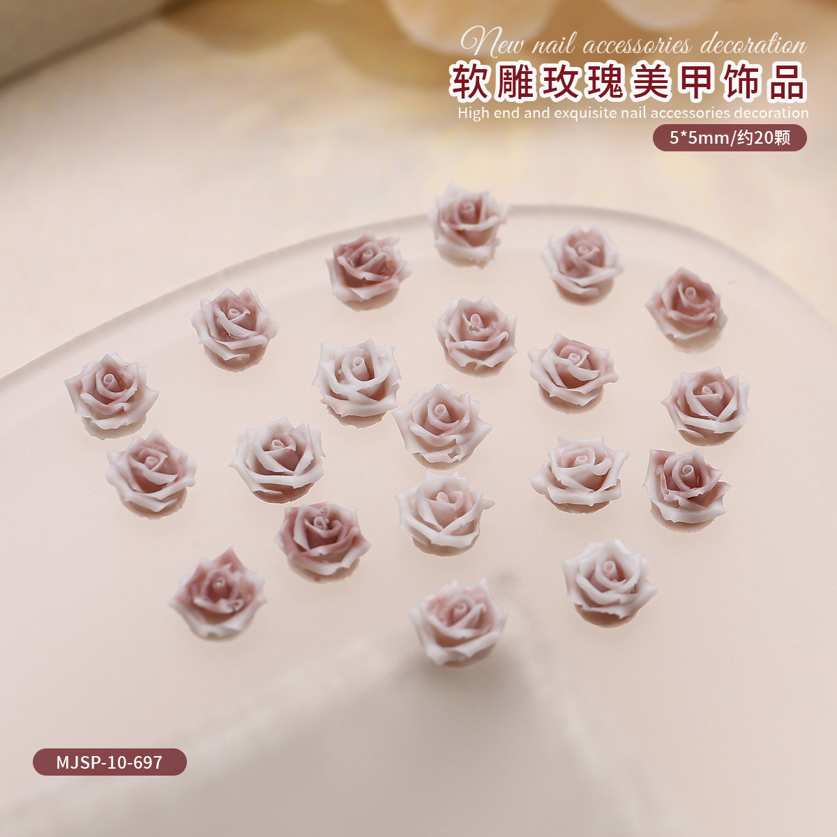 Nueva imitación de joyas de uñas rosadas caliente camellia suave tallada perforación de uñas red rojo para usar accesorios de uñas image 20
