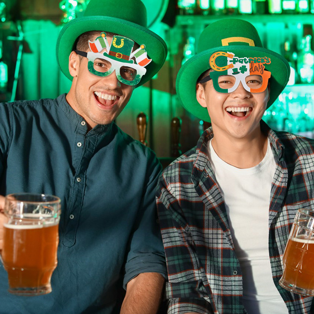 Día de San Patricio trébol irlandés gafas de vacaciones suministros foto accesorios de fiesta de vestir gafas divertidas