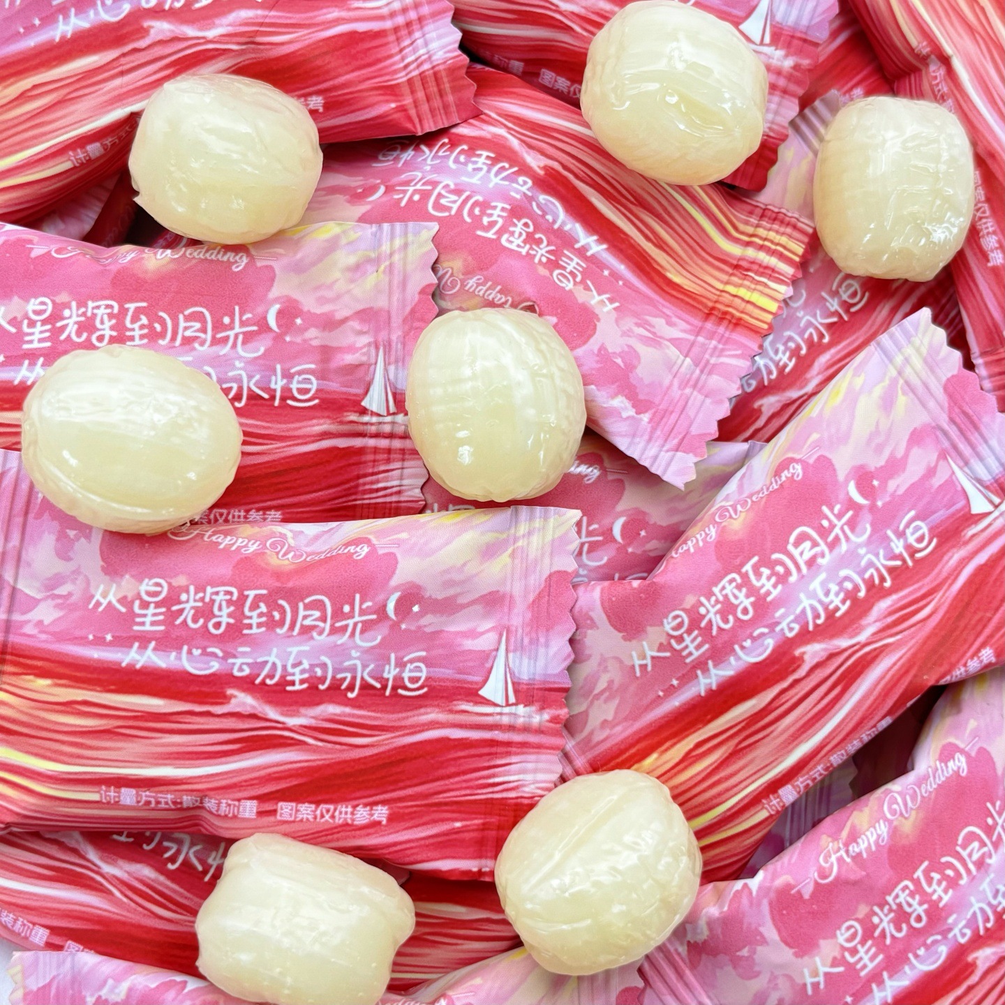 食鼎汇玫瑰荔枝味水果硬糖结婚喜糖婚糖高颜值伴手礼散装糖果零食