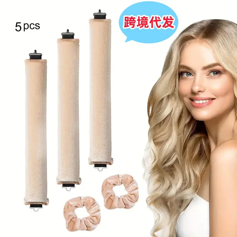 3-hook velvet hair curlers, big-wave sleep rollers set, multi-piece plush curling rods
