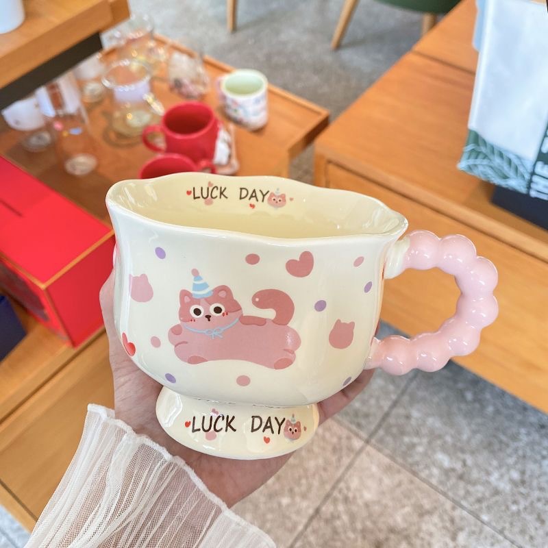 Caneca fofa em formato de cachorrinho, caneca de cerâmica de alta qualidade para casais, presente de aniversário para meninas ou lembrancinha._voghion.com
