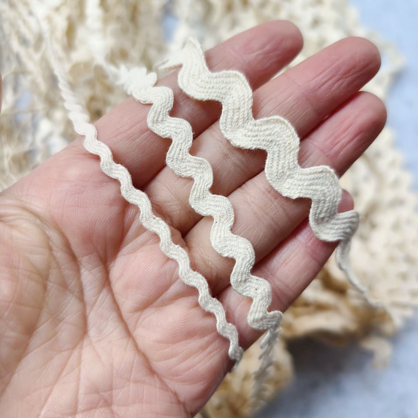 批发全棉纱波浪带3mm5mm8mm本白曲边带弯带水浪边s带服装辅料装饰