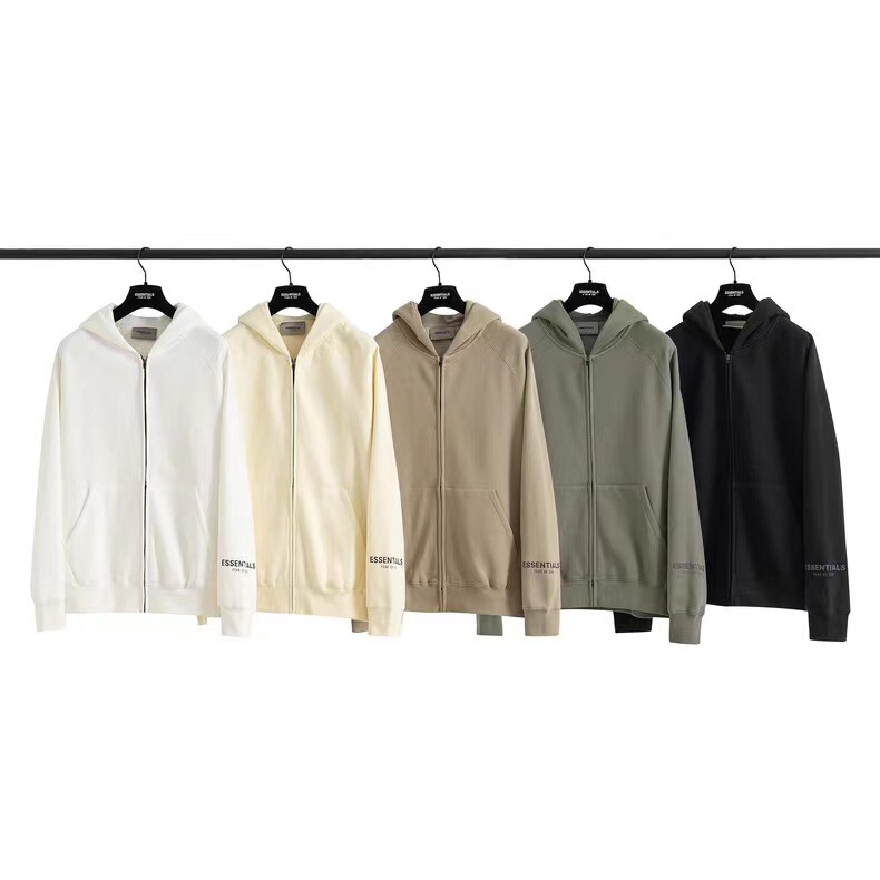 Fearofgodessentialsfog Multi-Line Trendy Brand High Street Loose Hooded Sweatshirt Zipper Jacket