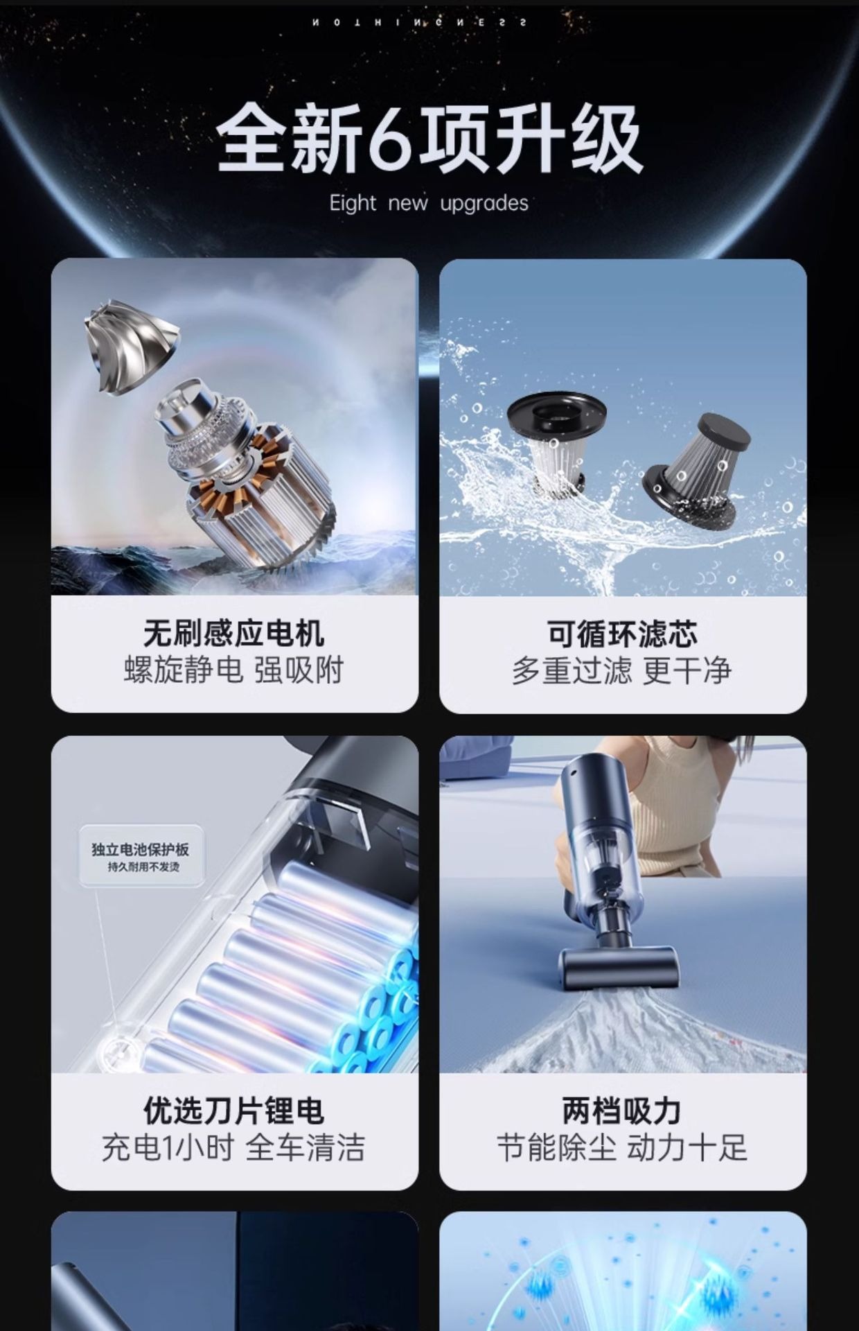 Cross-border New Car Vacuum Cleaner Wireless Charging Car Home Dual-use Large Suction Power Powerful Small Handheld Mini