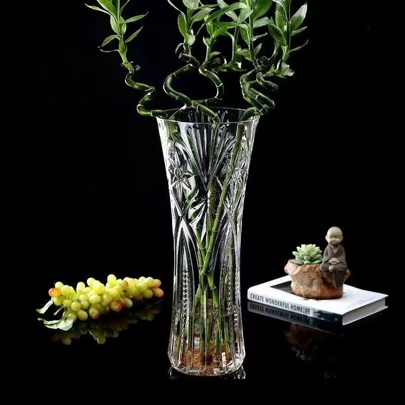 Gran jarrón de vidrio transparente de agua rica sala de estar de bambú precioso jarrón seco casero decoración ornamentos transfronterizos