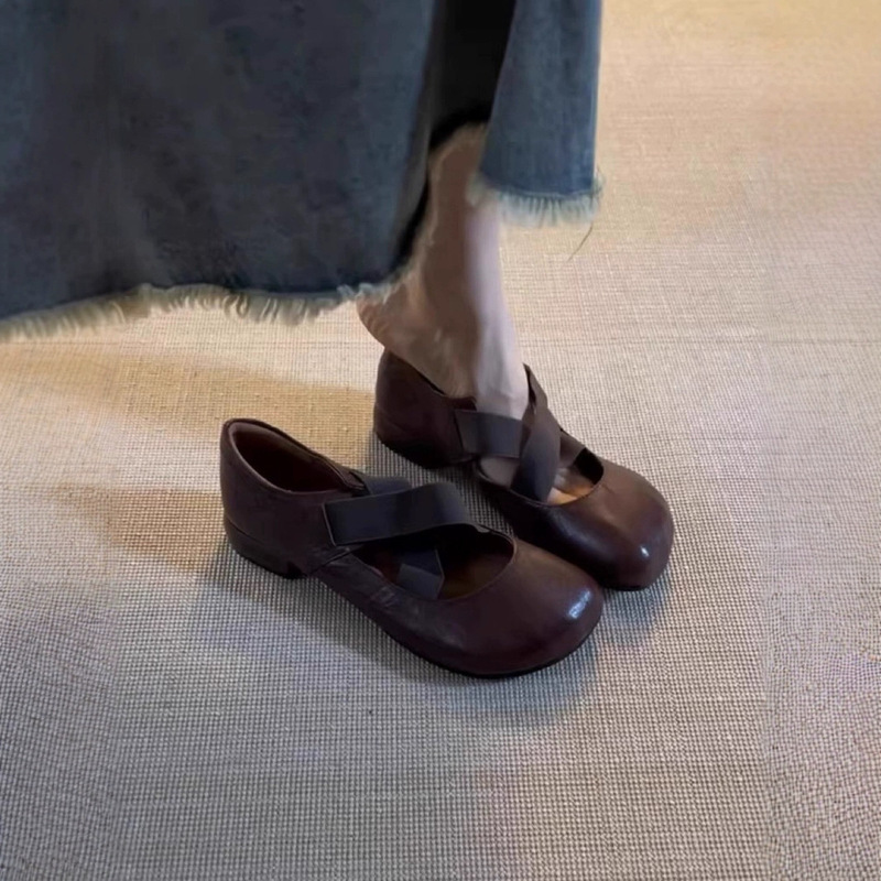 シープスキンバージョン～フレンチレトロバレエ風シンプルで万能なラウンドトゥの小さな革靴、フラットシューズ、ビルケンシュトックシューズ、25年ぶりの新作|undefined