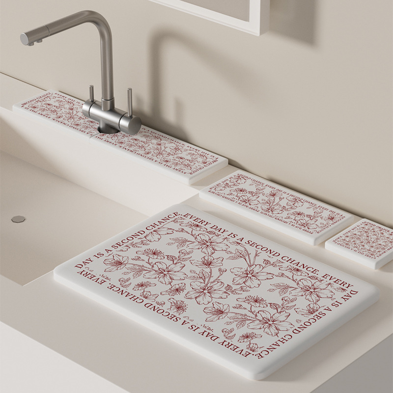 Diatom mud faucet absorbent mat kitchen countertop draining non-slip mat toilet sink electric toothbrush mat