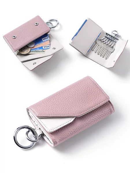 Japanese Women's Genuine Leather Key Case, Large Capacity Coin Purse, Lightweight Coin Wallet, 70% off Key Case, Men's Keychain Card Holder