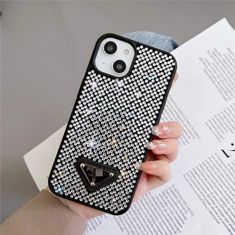 Suitable for Big-Name Iphone17 Mobile Phone Case Apple 16Promax Diamond-Encrusted Finished 15 Hard Shell Trendy Brand 14 Protective Cover