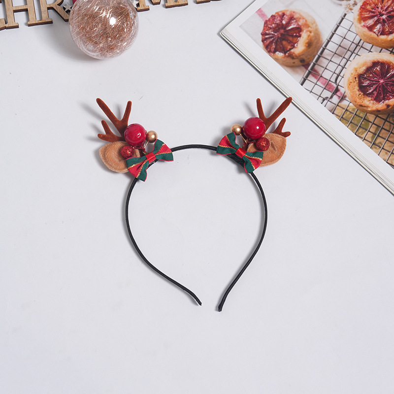 Adorable cabello de Navidad corno de ciervo cinco estrellas cabeza de banda de cabello de Navidad para niños corpos de cabello de decoración accesorios clipes de cabello