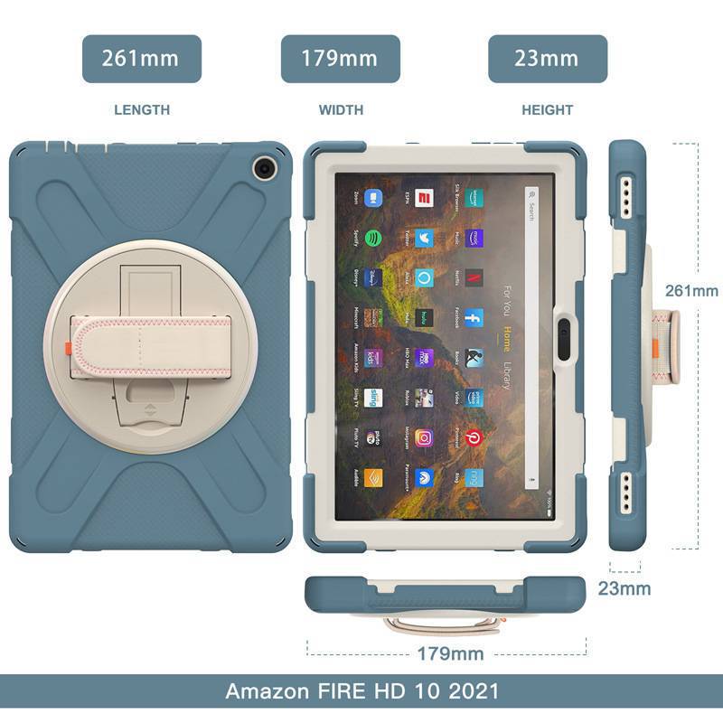 Suitable for Kindle Fire Hd10 Plus Silicone Tablet Case Hd10 2021 Model Leather Case with Strap Protective Shell Suitable for Kindle Fire Hd10 Plus Silicone Tablet Case Hd10 2021 Model Leather Case with Strap Protective Shell