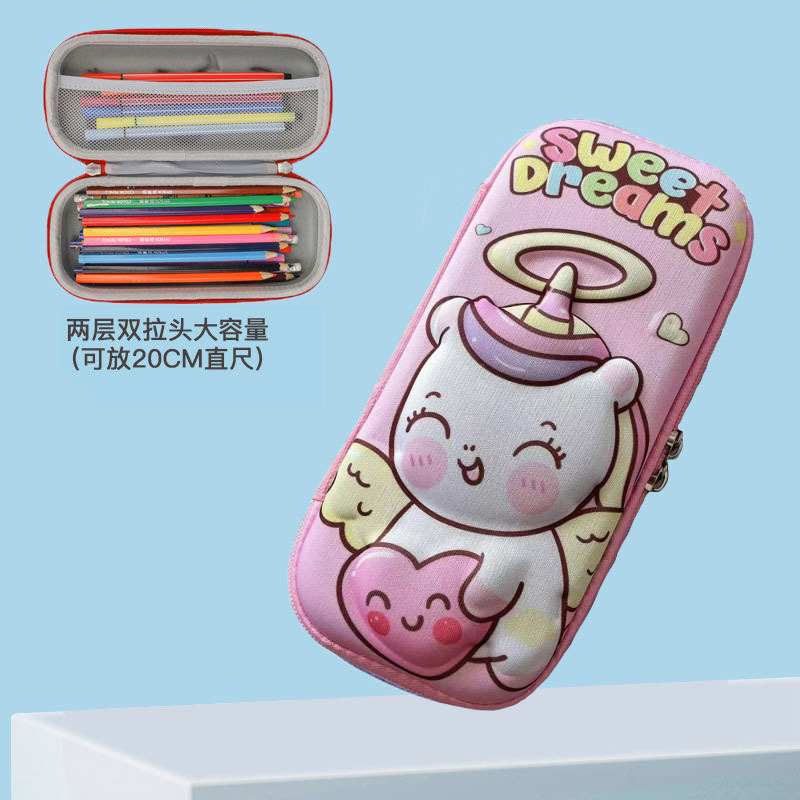 Estudiantes de primaria lindos dibujos animados 3D estereoscópicos caja de papelería caja de lápiz EVA anti-caída a prueba de presión coreana bolsas de lápiz para niños al por mayor