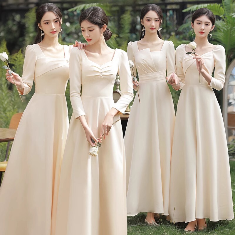Satin Bridesmaid Dress 2026 Spring New Style Elegant Bridesmaid Group Sister Dress Slimming Daily Dress A-Line Dress