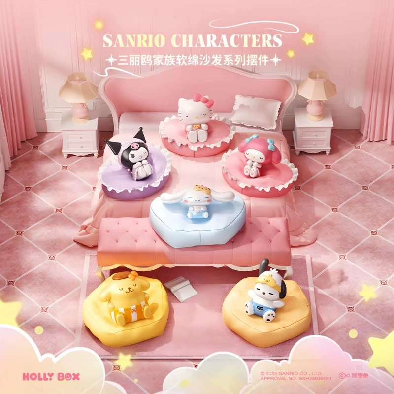 Настольная фигурка Sanrio в позе спящего на диване, кавайная коллекционная, 6 персонажей