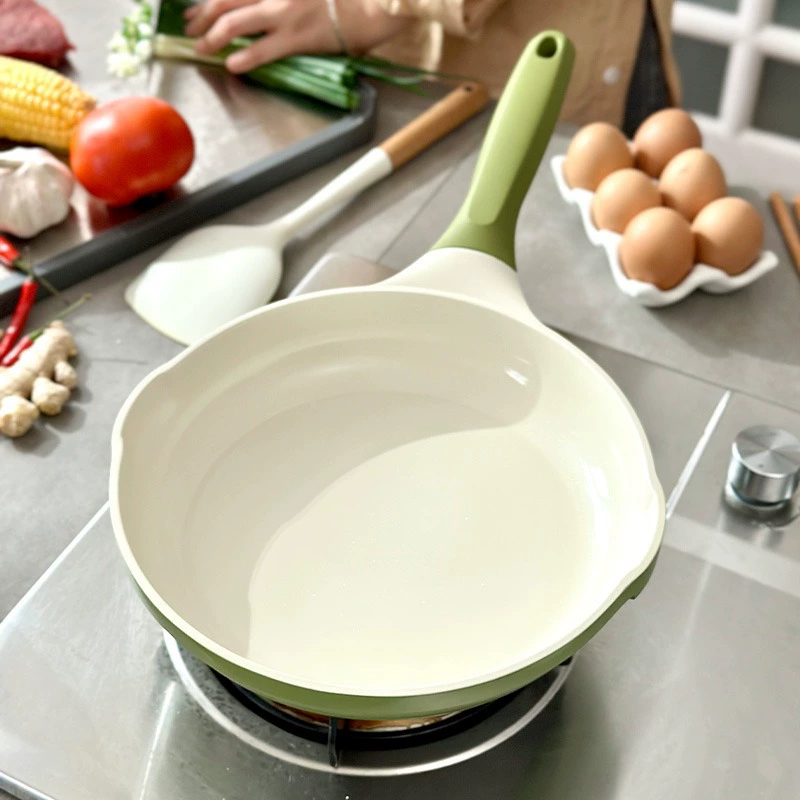 Manufacturer Wholesale Avocado Green Household Ceramic Frying Pan Non-stick Pot 24CM