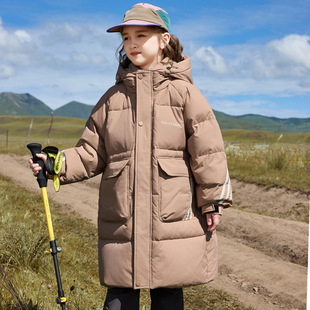 Children's down Jacket Boys' Medium and Long 2024 New Winter Style Women's Medium and Large Kidsren's Clothing Girls' Thick Outwears