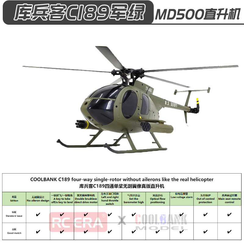 Tracker C189 Helicóptero sin escobillas de cuatro vías de una sola hélice y dos caballos modelo de avión de control remoto juguetes para niños
