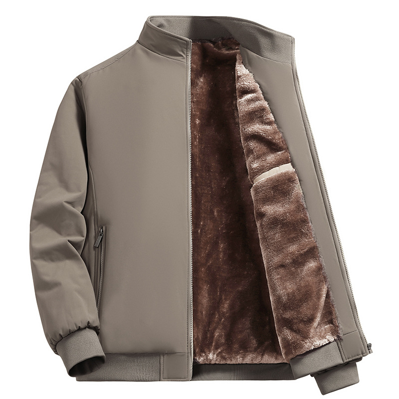 中高年のカシミヤの厚いお父さんの服のジャケットの男性の40-50-60-70おじいさんの男性の冬の服の新型の綿のコートをプラスします。