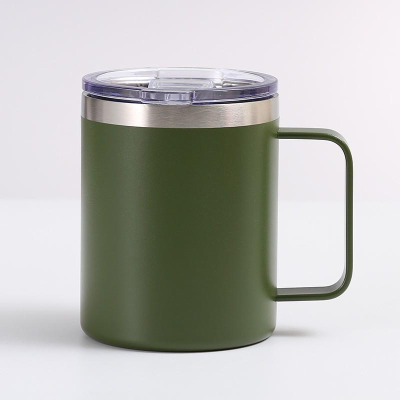 Taza de acero inoxidable de 12oz14oz transfronteriza Taza de manija de oficina doméstica americana Taza de café de doble capa de aislamiento y refrigeración