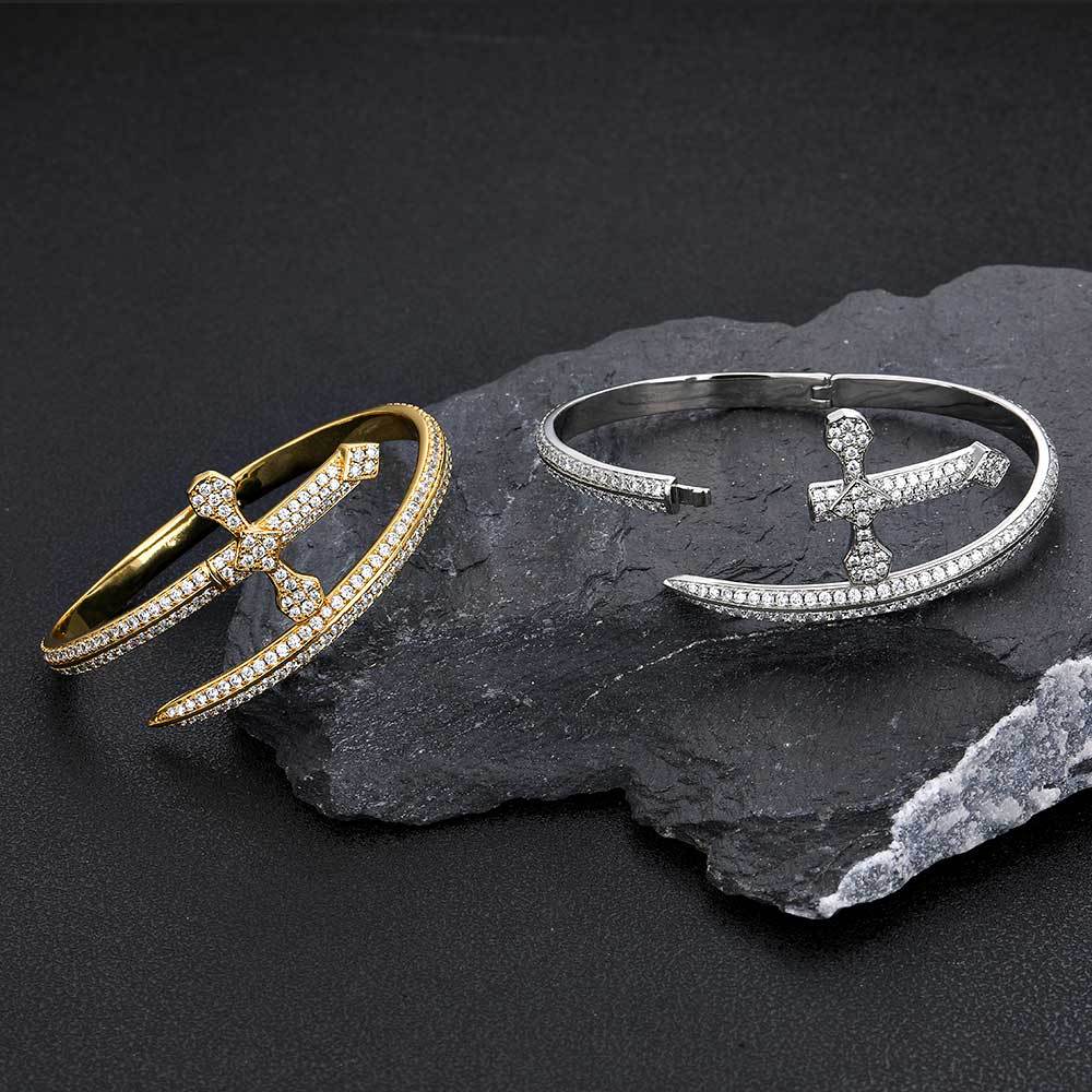 Fashion Cross Copper Inlay Zircon Bangle 1 Piece