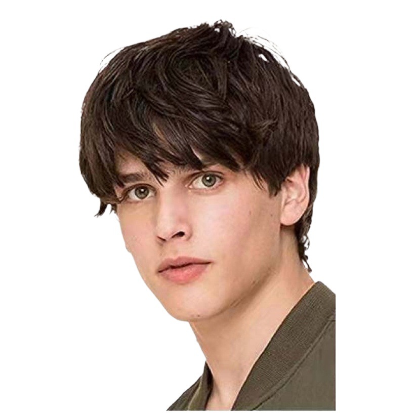 Peluca de hombre pelo corto recto Pelo Corto marrón Pelo Corto mullido Pelo Rizado corto negro flequillo oblicuo flequillo recto pelo una pieza