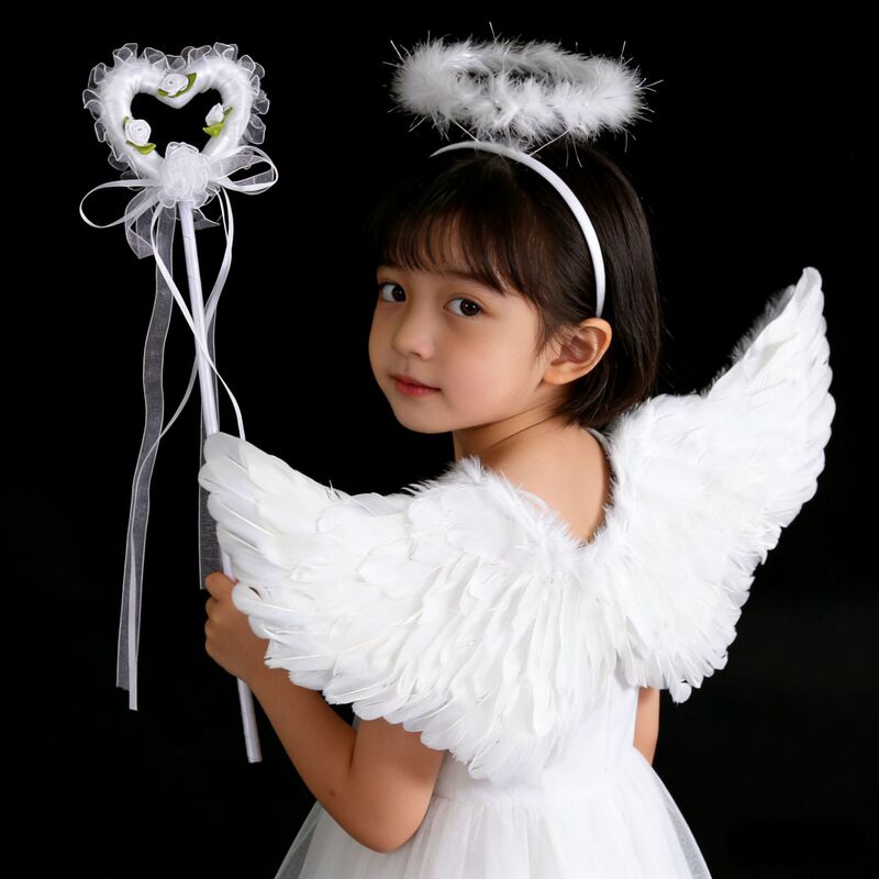 Angel Wings white feather swallow-shaped wings children adult performance feather wings bride flower girl dress up