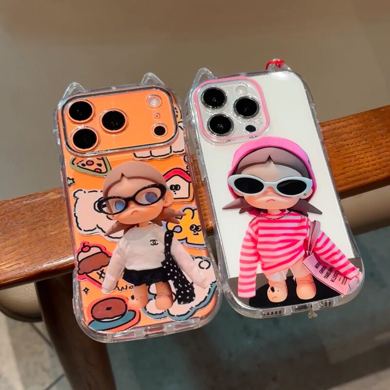 Cat-ear transparent anti-drop phone case with trendy sunglasses and graffiti print, suitable for Apple 18 Pro Max Cat-ear transparent anti-drop phone case with trendy sunglasses and graffiti print, suitable for Apple 18 Pro Max