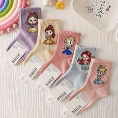 儿童童袜袜子公主女童春秋棉袜中筒卡通女孩宝宝秋冬可爱棉袜