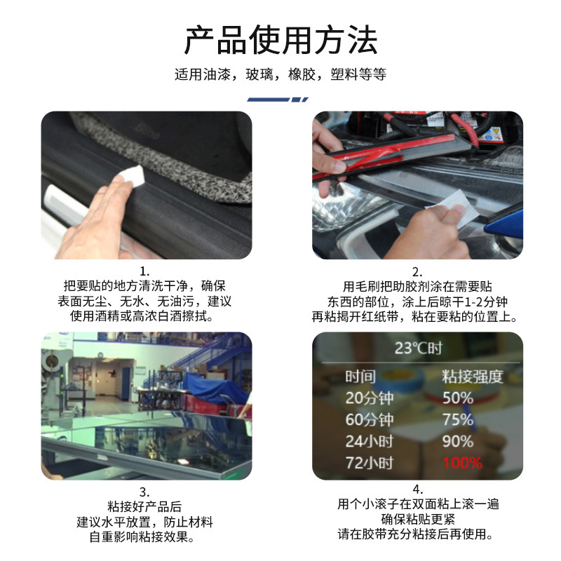 Fuerte resistente a altas temperaturas 0,8mm de espesor acrílico adhesivo de doble cara impermeable marco de fotos de metal transparente cinta adhesiva de doble cara al por mayor