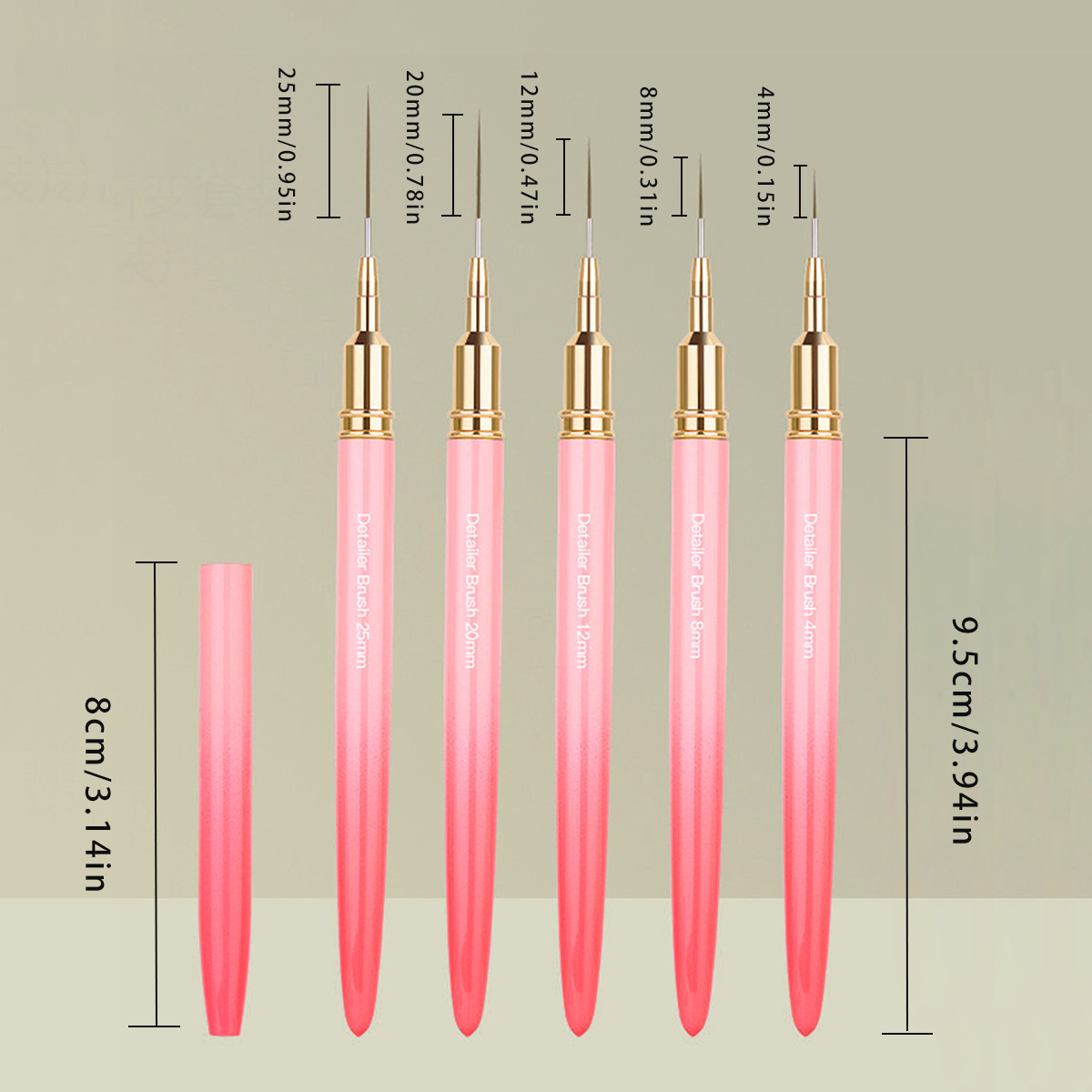 Bolígrafo de uñas transfronterizo, varilla de metal, traje rosa, hilo de dibujo extremadamente fino, tallado y pintura, fábrica de herramientas de uñas profesionales al por mayor