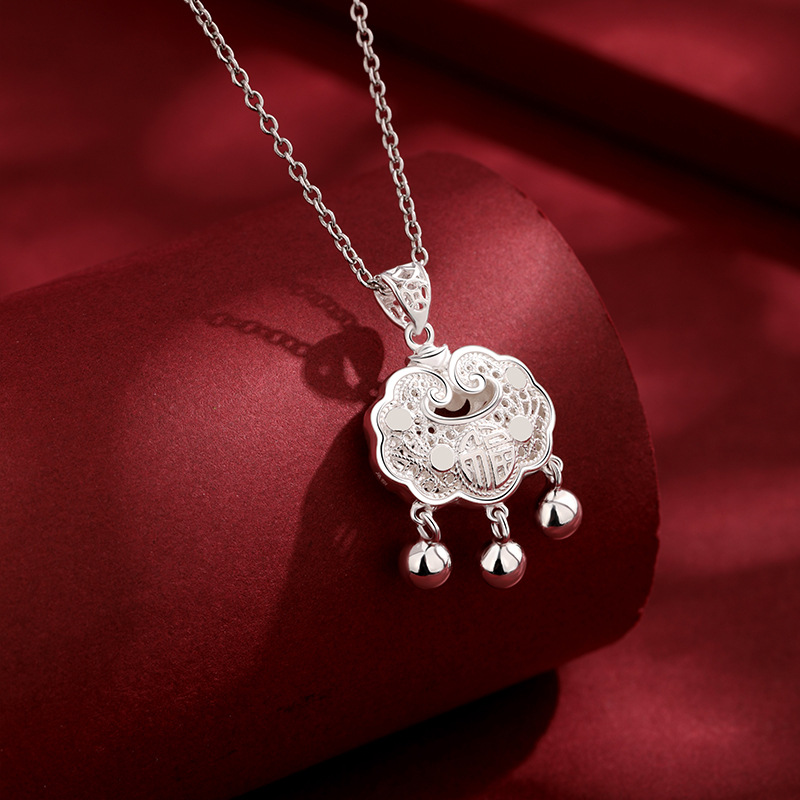 990 pie de plata collar de seguridad para niños plata esterlina colgante de plata para bebés de luna llena aniversario