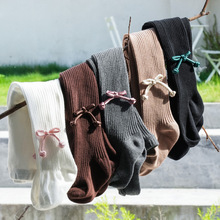 秋季女宝宝新中式国风蝴蝶结打底裤高腰公主风儿童连裤袜中小童裤