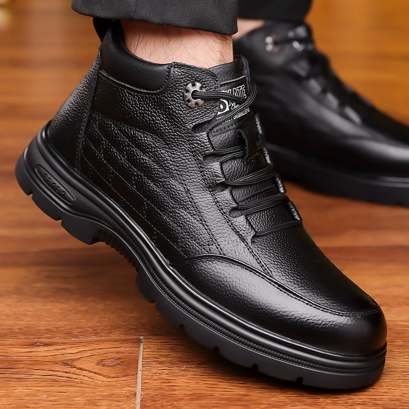 Demi-season non-slip keep warm shoes for leisure for leather shoes, genuine leather, wholesale