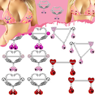 Gabei Europe and the United States cross-border hot Christmas bell milk nail breast ring body sexy chain perforated chest ring puncture jewelry