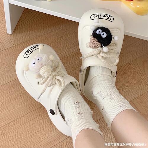 New cartoon fun cute plush coal ball shoe buckle DIY shoe decoration hole shoe 3D buckle accessory