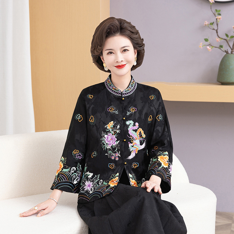 批发新款中老年妈妈外套上衣新中式国风重工刺绣复古外套唐装上衣|undefined