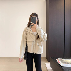 LU家爆売! ハイエンドのアウトドアカジュアルな服装の風衣の小さい背の短いタイプの突撃服の立襟のジャケットの女性