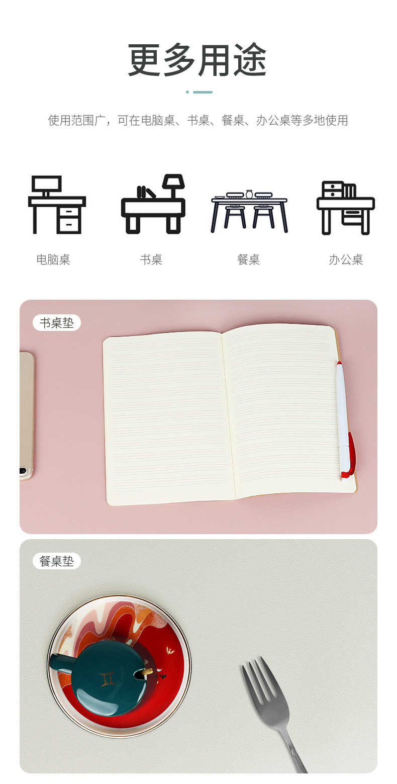 Double-sided leather mouse pad, oversized desk pad, laptop pad, keyboard, writing desk, desk pad, waterproof tablecloth undefined