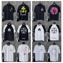25跨境正确版克罗伈 Chrome Hearts 彩色十字架印花短袖T恤男女款
