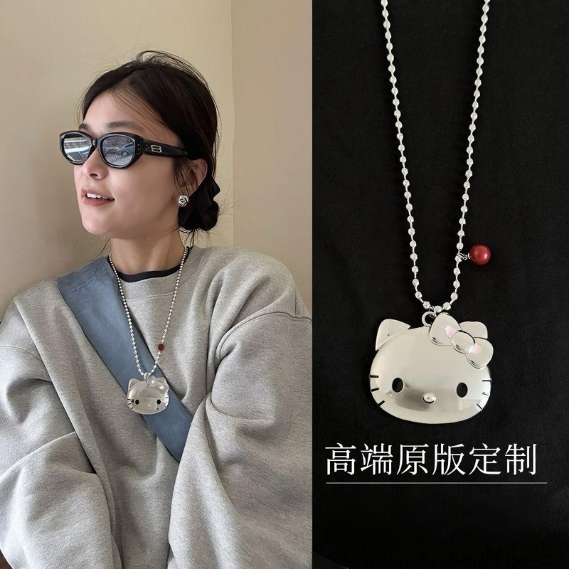 甜酷少女!小众设计感KT猫吊坠项链女2025新款甜美毛衣链长款配饰|undefined