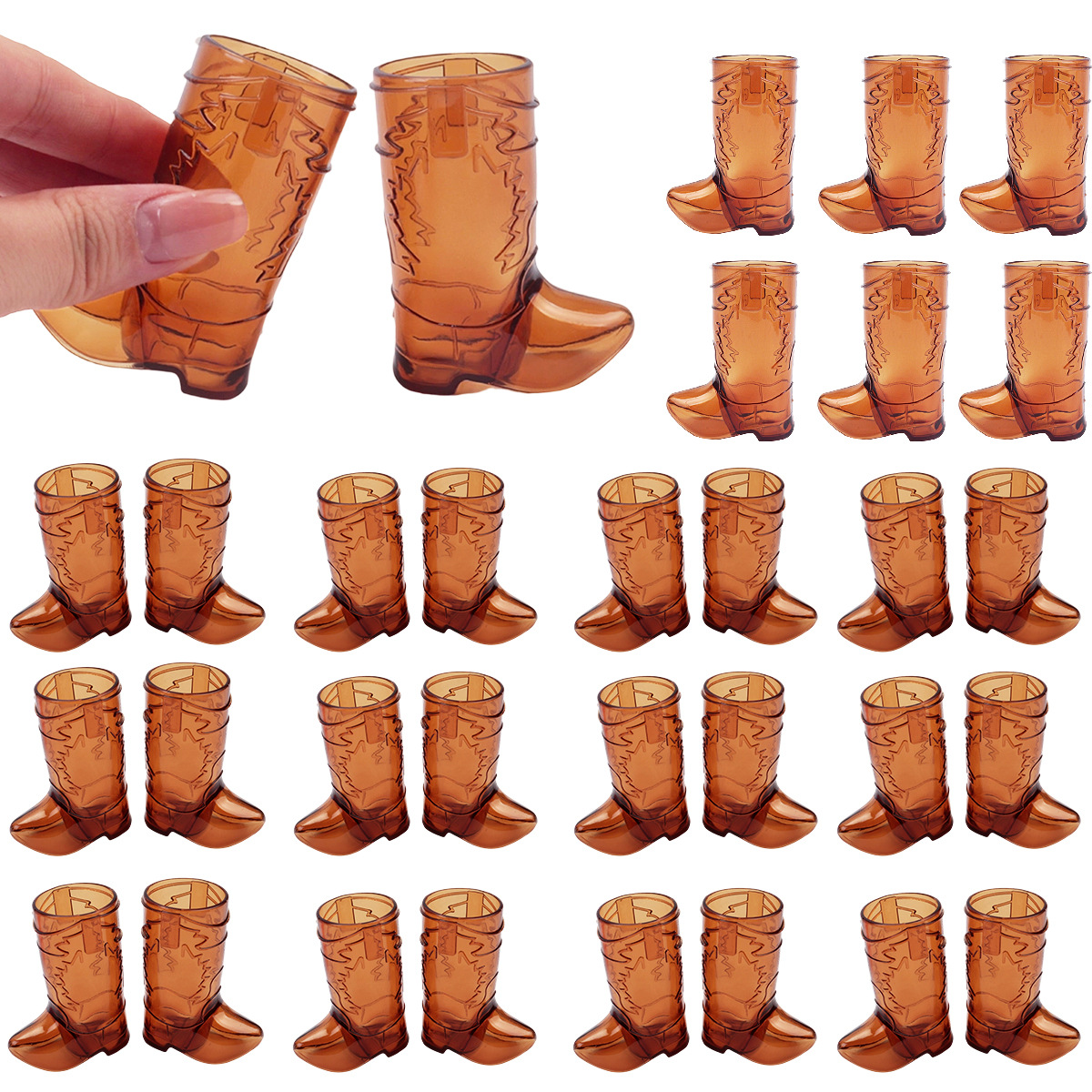 Botas de vaquero Copas de vino de plástico Bebidas de fiesta temáticas de vaquero occidental Copas de vino transparentes Suministros de despedida de soltero